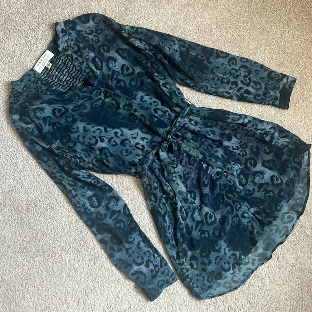 Anthropologie Cloth &  Stone Animal Print Leopard Dress Blue Size Small